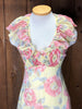 70s Florals Ruffle Halter Maxi Dress      S