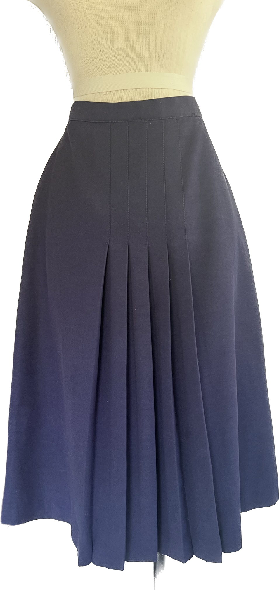 80s College Town Navy Pleat Front Skirt       W26