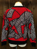 80s Adele Red/Gray Brutalist Sweater      M