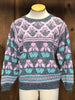 80s Rose Pnk/Gray/Mint Iris Sweater   L