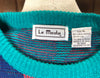80s Le Moda Teal & Olives Sweater      XL