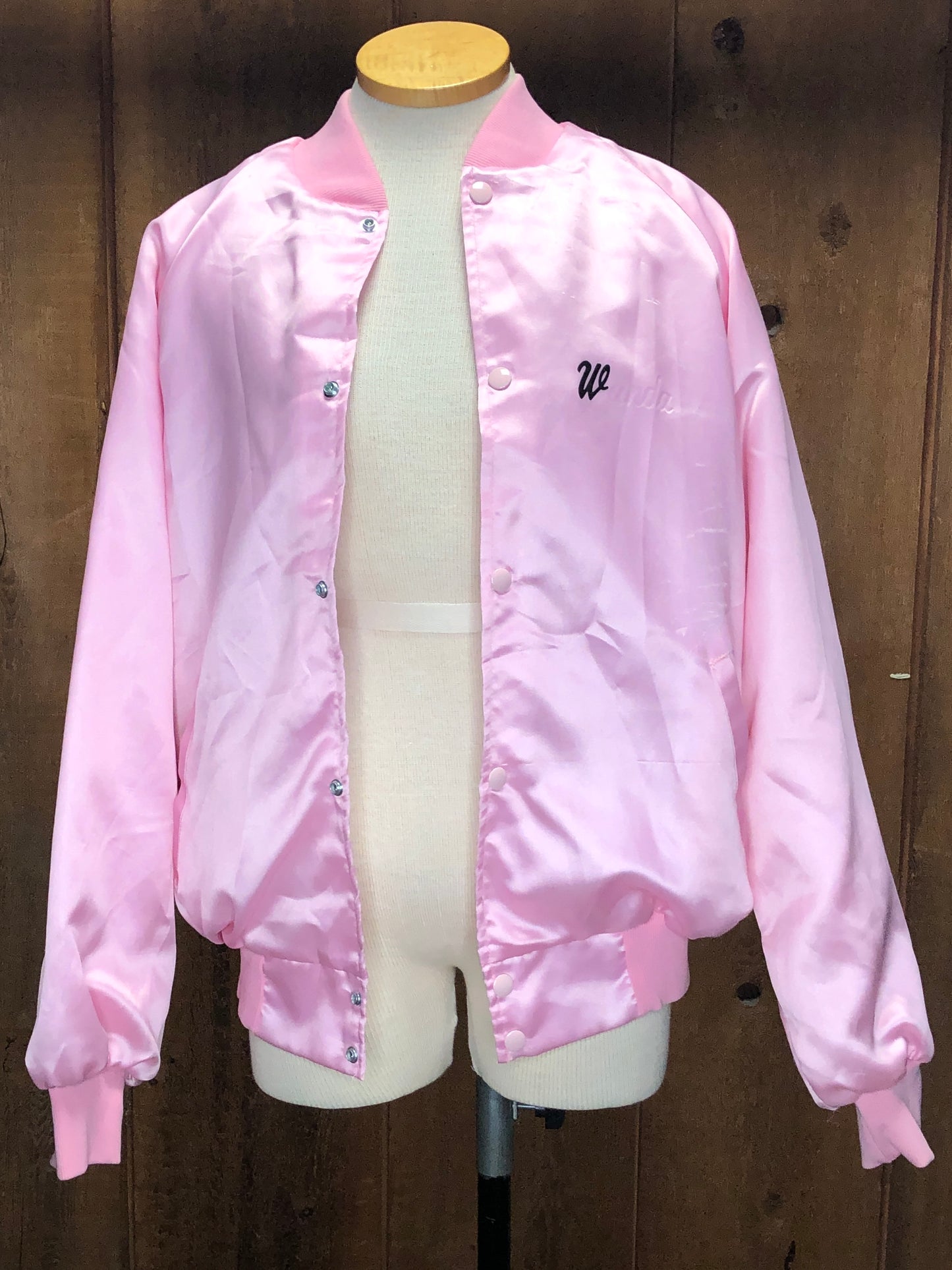 80s West Ark Pink Satin "Wanda" Jacket     L