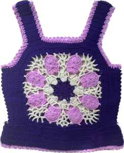 70s Purple/Pink Afghan Sweater Vest       S