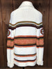 70s Ivory/Orng Tunic Cardigan    L