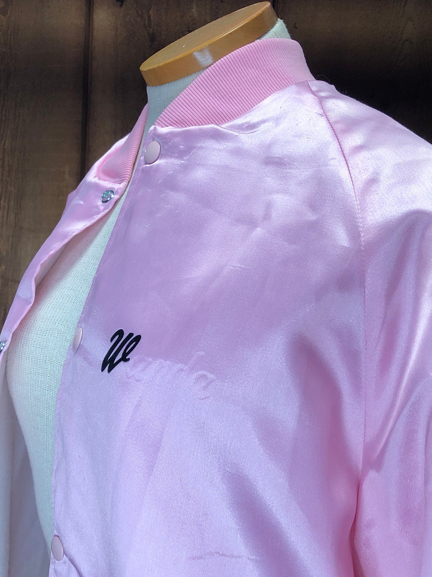 80s West Ark Pink Satin "Wanda" Jacket     L
