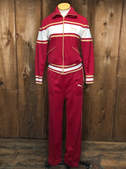 80s Puma Rd/Wht/Tan Track Suit     S