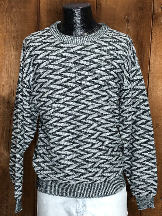 80s Graphix Blk/Wht Zags Sweater      L
