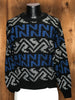 80s Graphix Blue/Blk/Gray Geo.Sweater   L