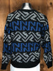 80s Graphix Blue/Blk/Gray Geo.Sweater   L