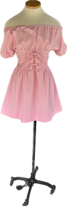 60s Allegra Pink Corset Waist Mini Dress    W27”-30”