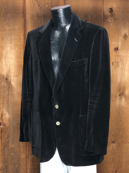 80s Egon VonFurstenberg Black Velvet Blazer    L