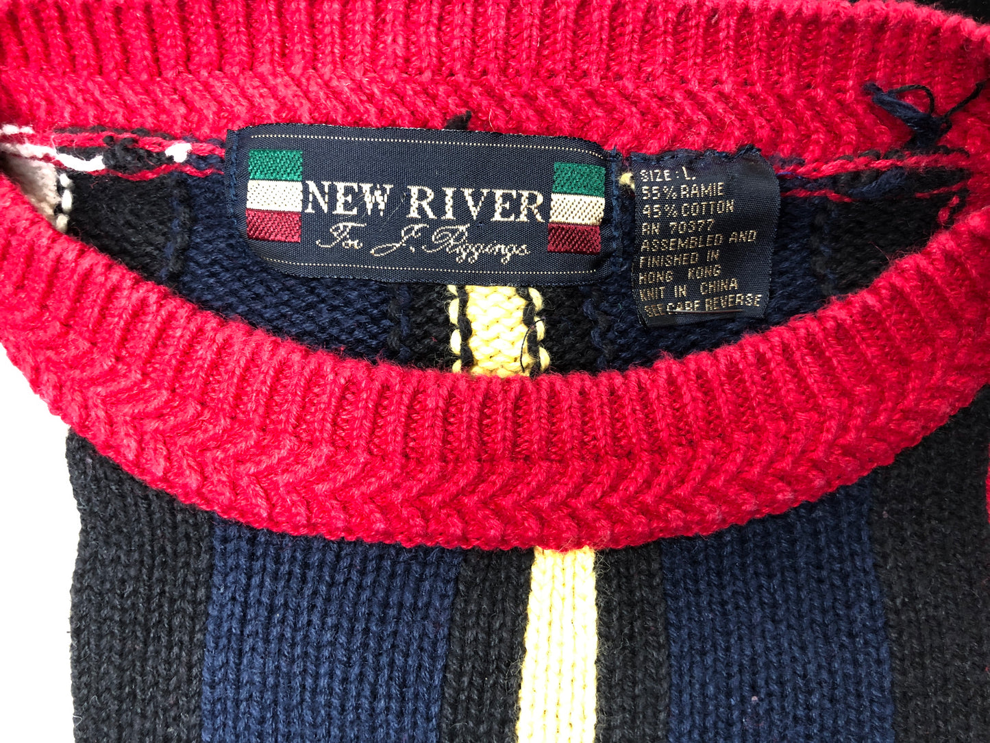 80s New River Primary Stripe Sweater     L