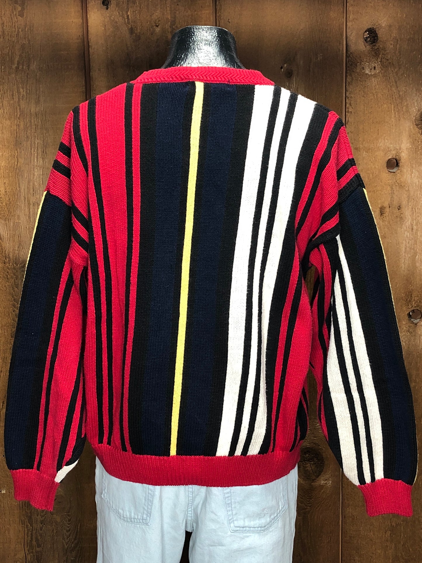 80s New River Primary Stripe Sweater     L
