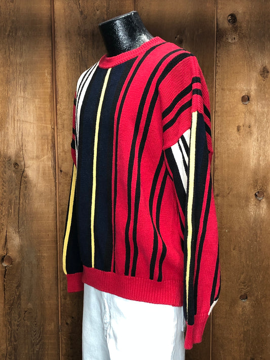 80s New River Primary Stripe Sweater     L