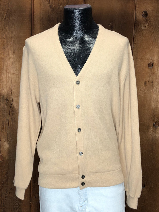 70s Pinnacle Tan Grandpa Cardigan      L