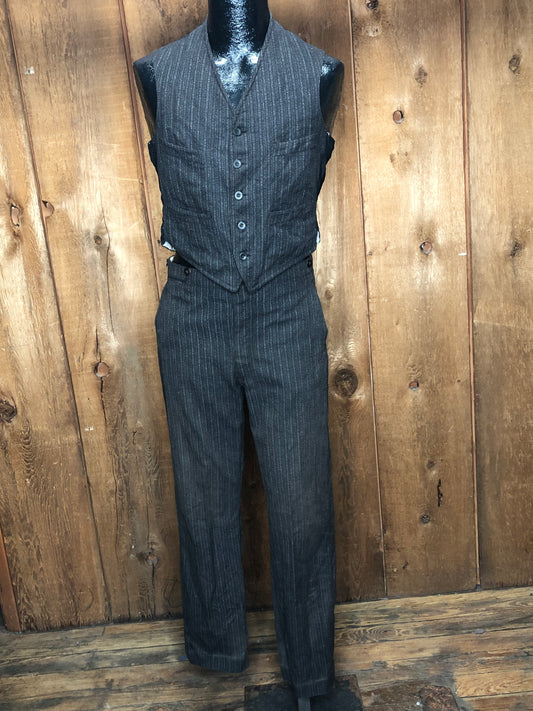 1920s Wool Pinstriped Pants & Vest  w31
