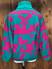 80s Teal/Pink Turtleneck Sweater      S