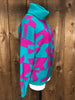 80s Teal/Pink Turtleneck Sweater      S