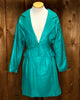 90s Christian Lauren Teal Leather Skirt Suit       w27