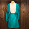 90s Christian Lauren Teal Leather Skirt Suit       w27