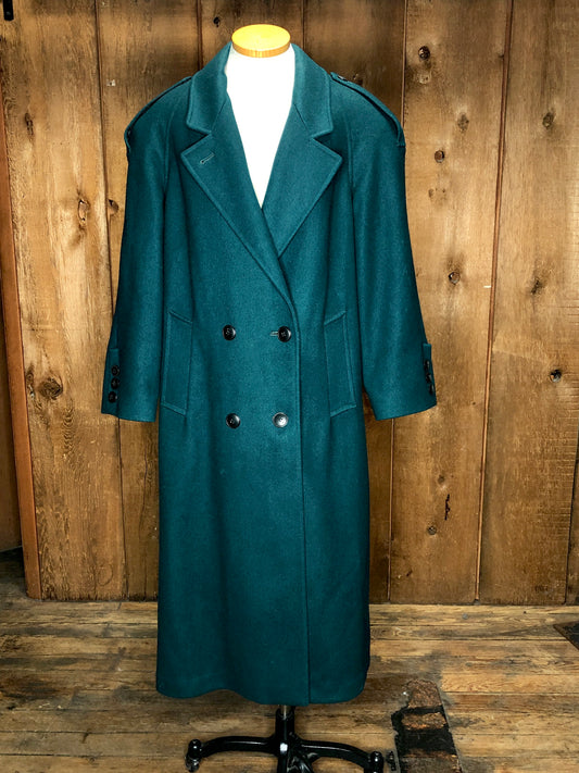 80s International Scene Green Wool Trench     M