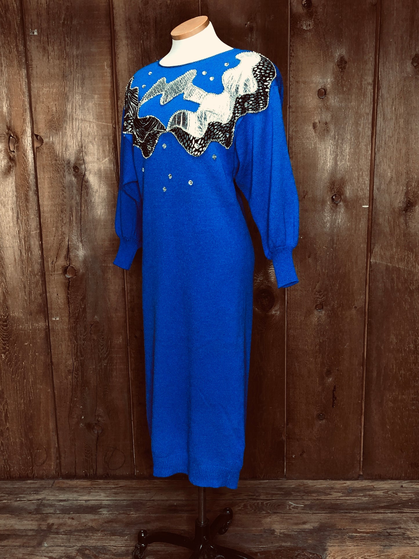 80s Sonia Blue Glam Knit Dress       S/M