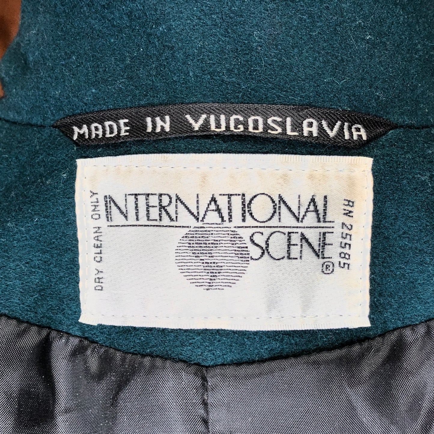 80s International Scene Green Wool Trench     M