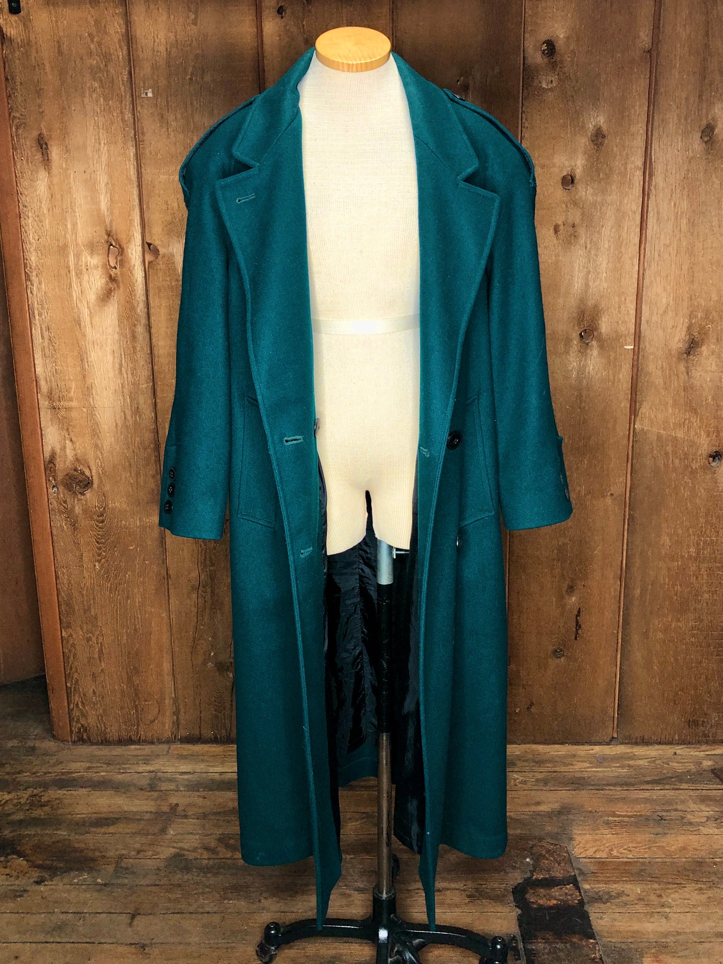 80s International Scene Green Wool Trench     M