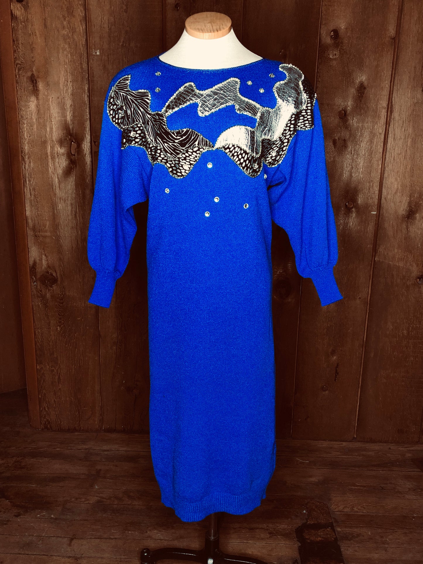 80s Sonia Blue Glam Knit Dress       S/M