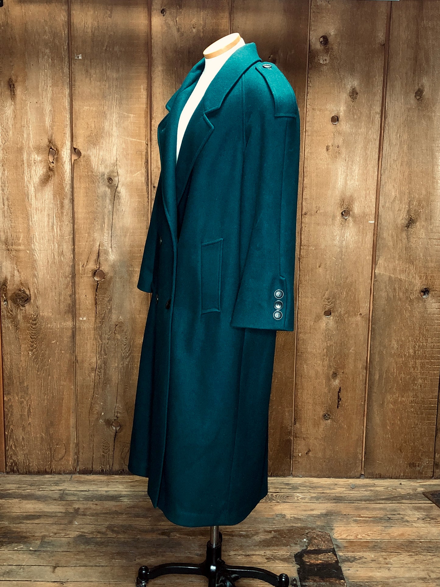 80s International Scene Green Wool Trench     M