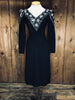 80s Pat Sandler Blk Knit & Sequin Dress     S