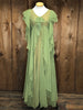 70s John Charles Green Ruffle Gown      S