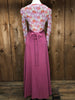 70s Mauve Florals Maxi Dress     S/M