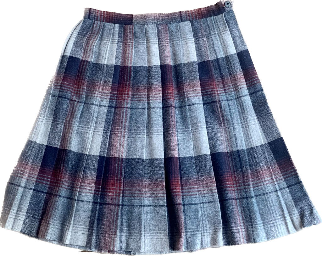70s JCPenney Wine Red Plaid Wool Skirt w29 – Maude Vintage