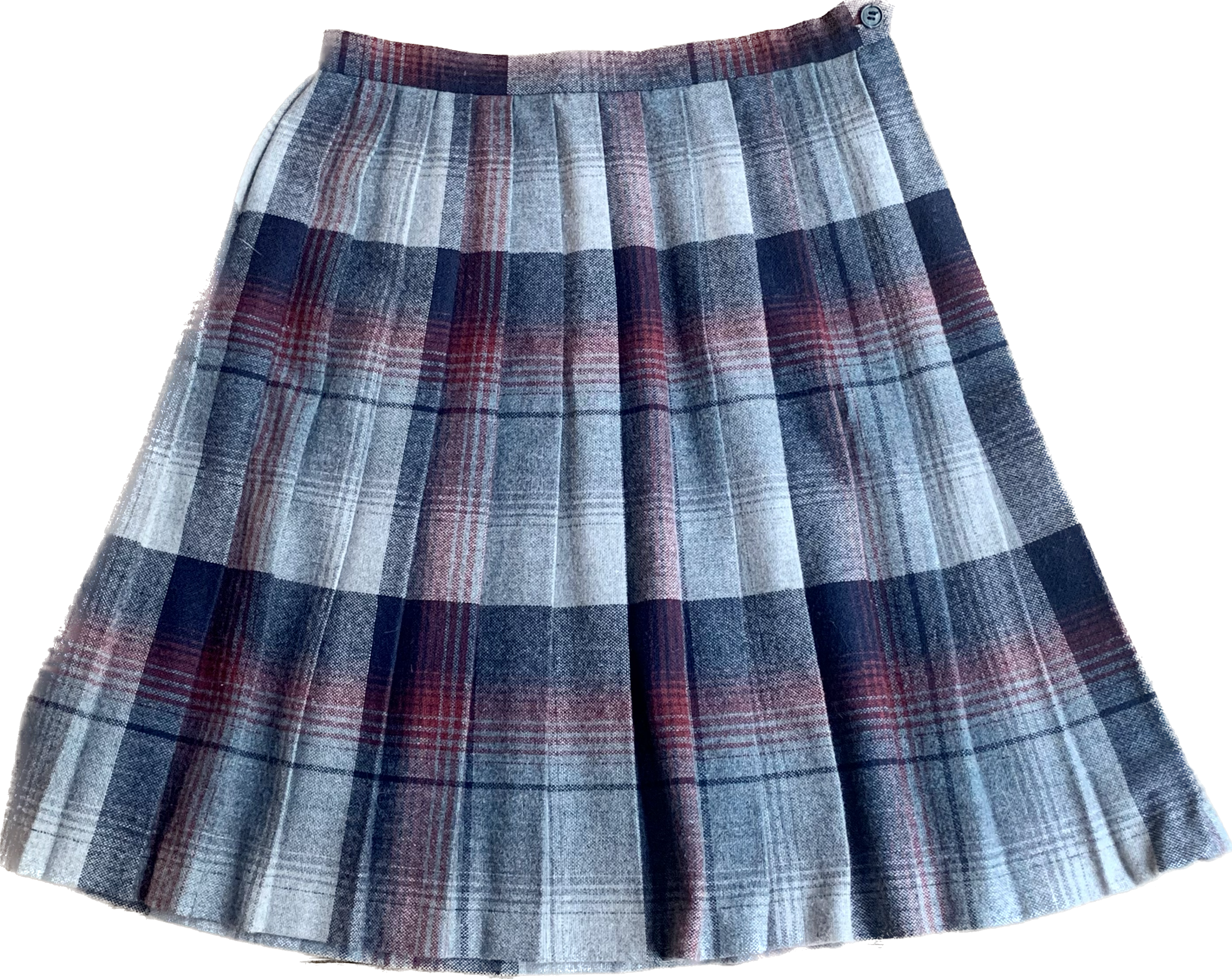 70s JCPenney Wine Red Plaid Wool Skirt w29 Maude Vintage