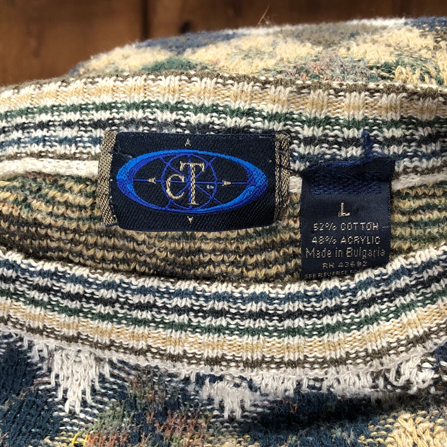 90s CT Argyle Neutrals Sweater      L