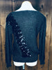 90s Black Sparkle & Sequin Sweater      L