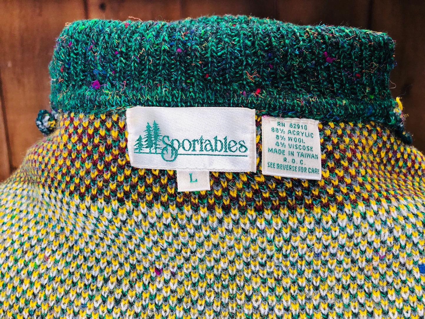 90s Sportables Grn Argyle Sweater    L