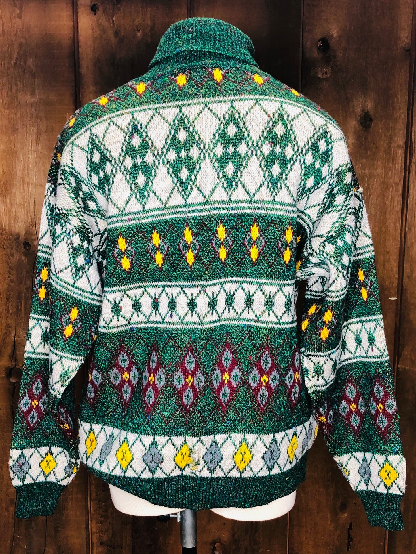 90s Sportables Grn Argyle Sweater    L