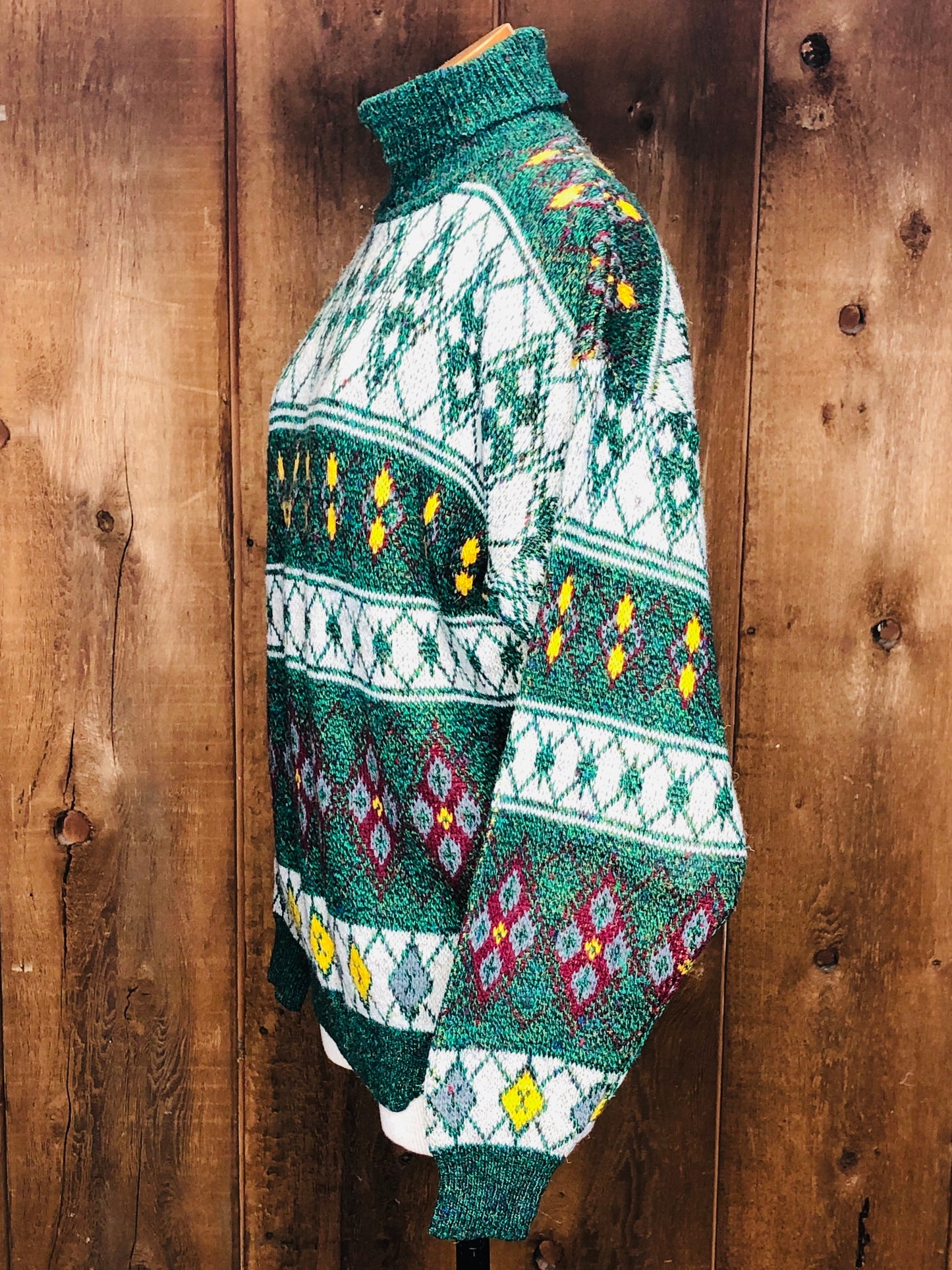 90s Sportables Grn Argyle Sweater    L