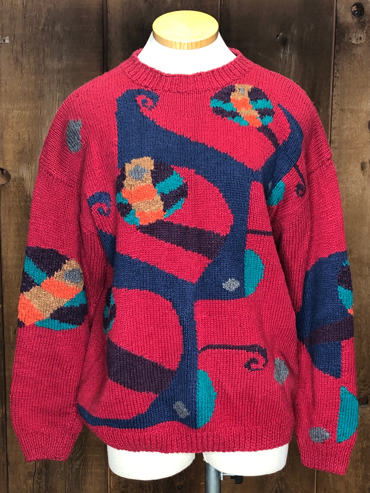 90s Capezio HandKnits Red Sweater    M