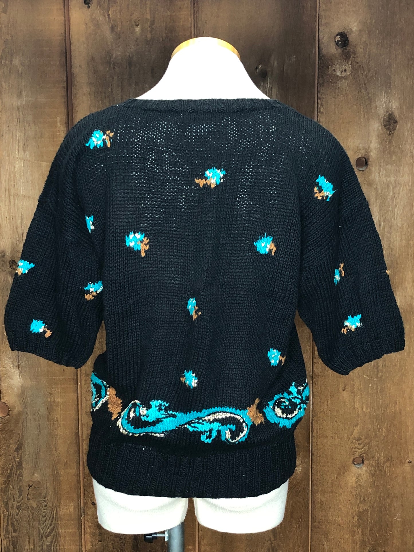 80s Concepts Hand Knit Black Cotton Sweater    S