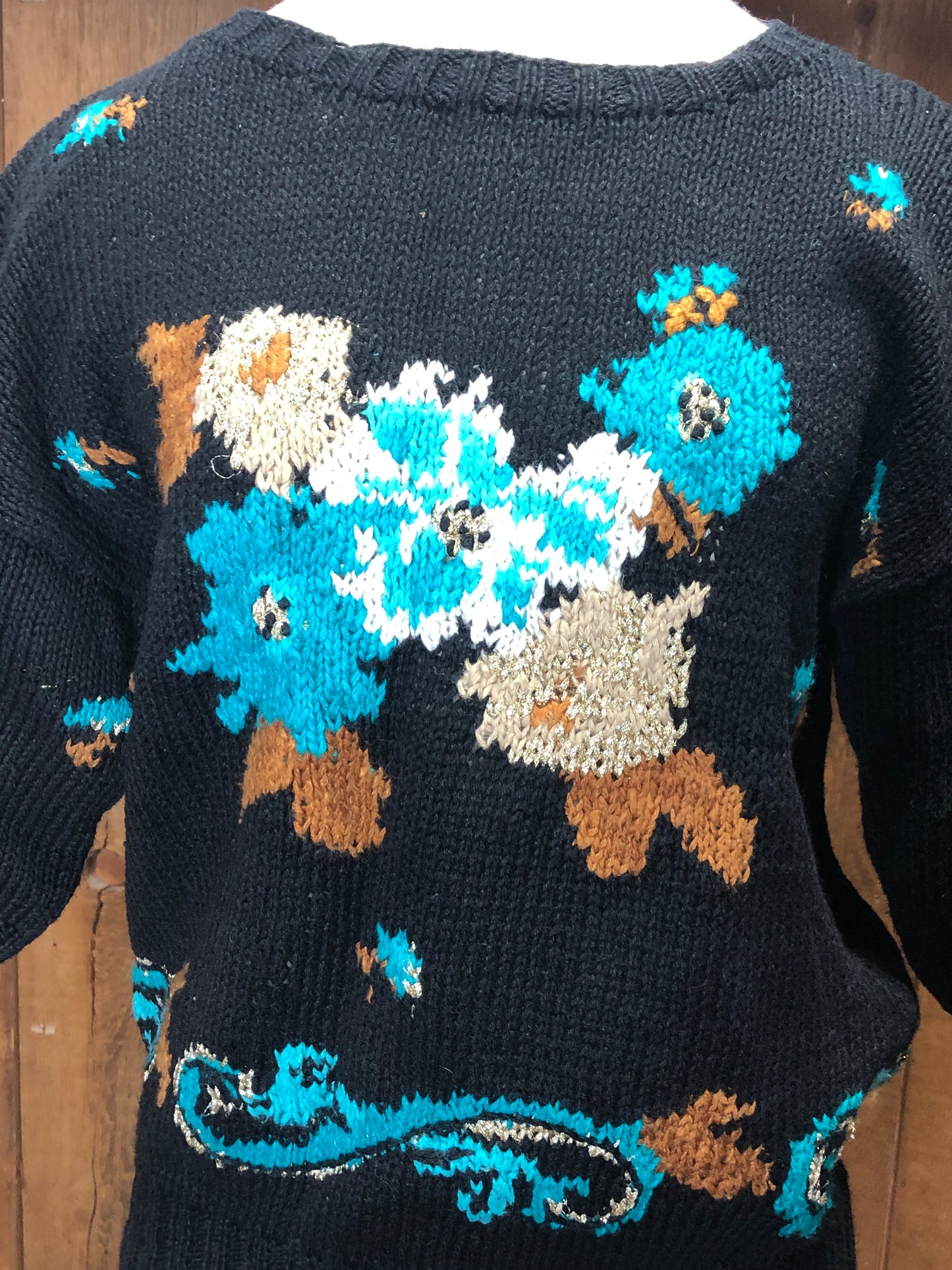 80s Concepts Hand Knit Black Cotton Sweater    S