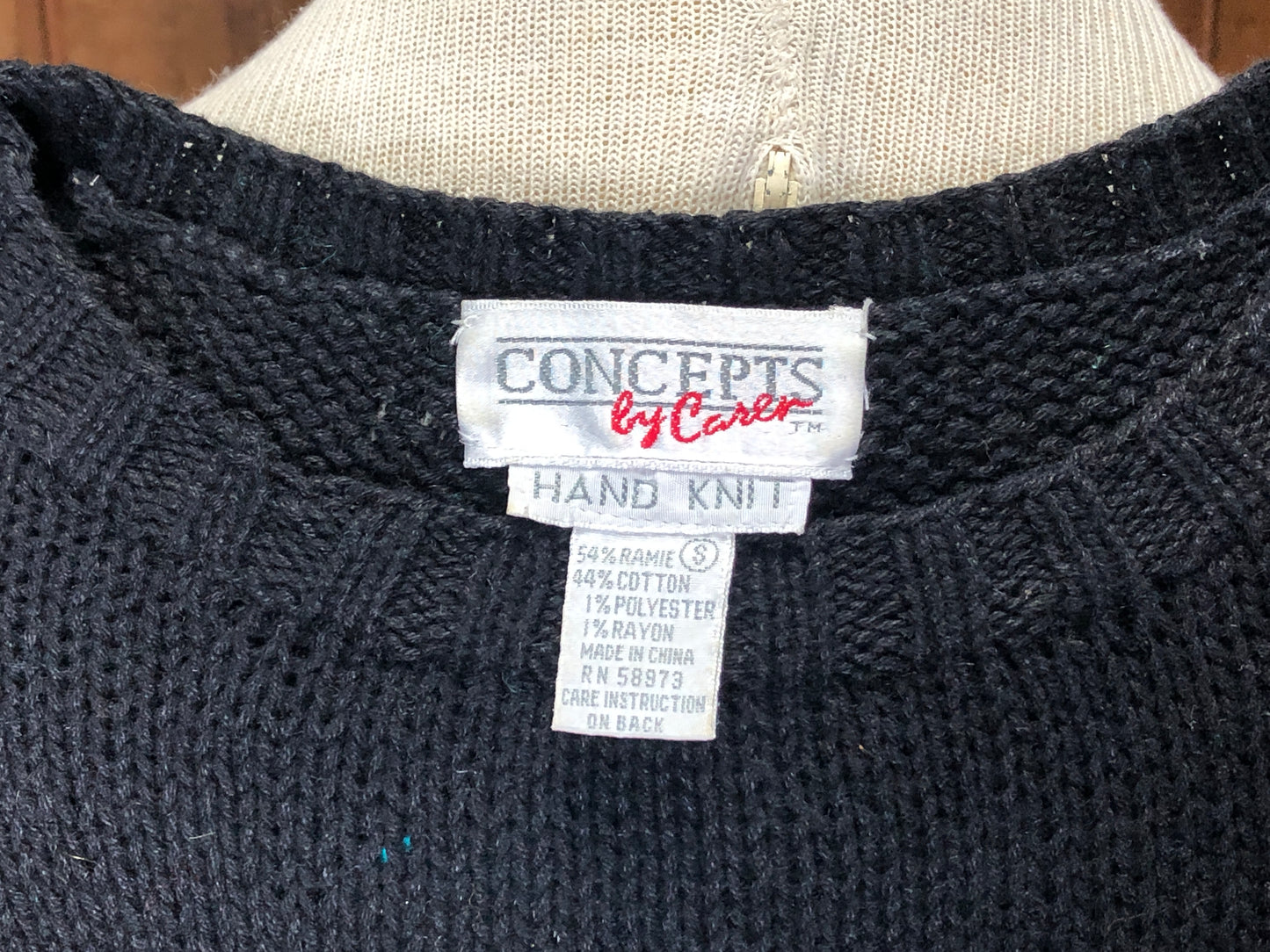 80s Concepts Hand Knit Black Cotton Sweater    S