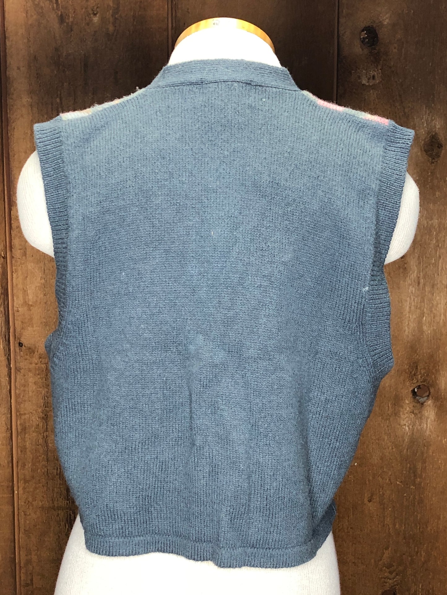 90s At Ease NOS Wool Pnk/Gray Sweater Vest     L