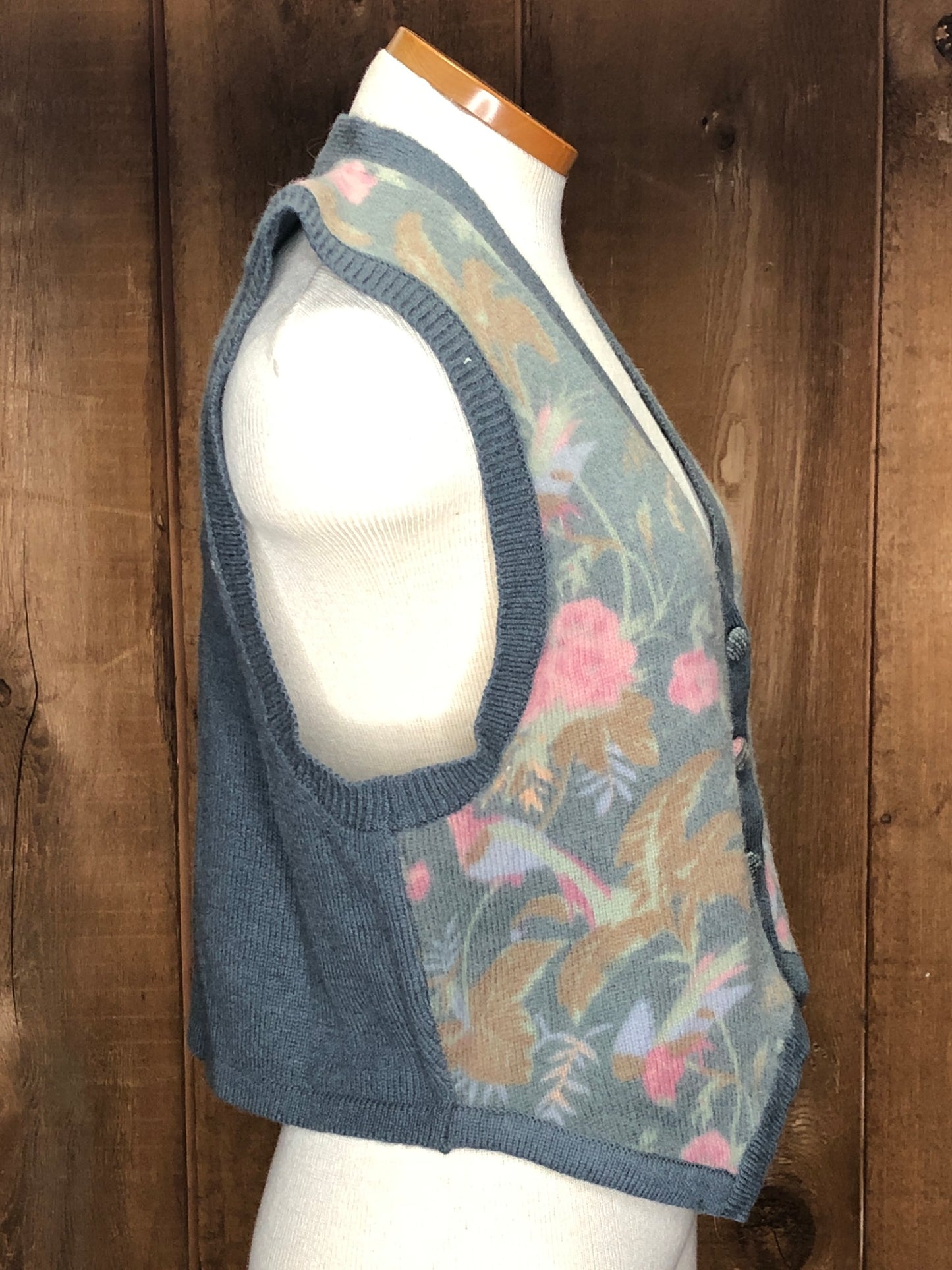 90s At Ease NOS Wool Pnk/Gray Sweater Vest     L