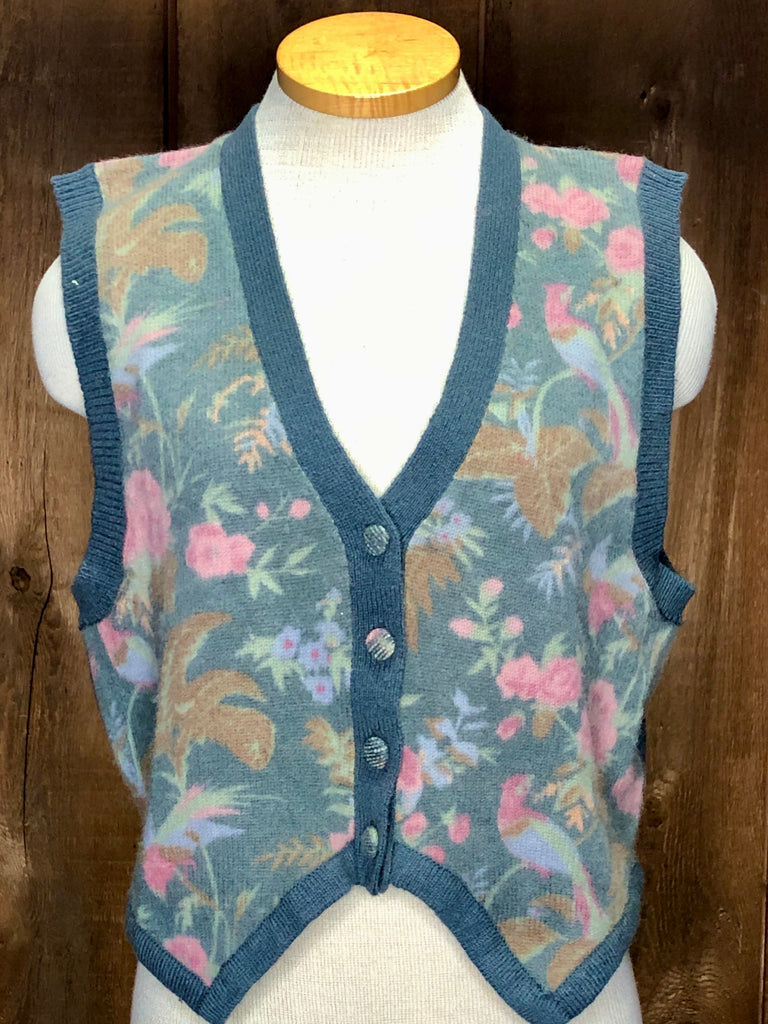 90s At Ease NOS Wool Pnk/Gray Sweater Vest     L