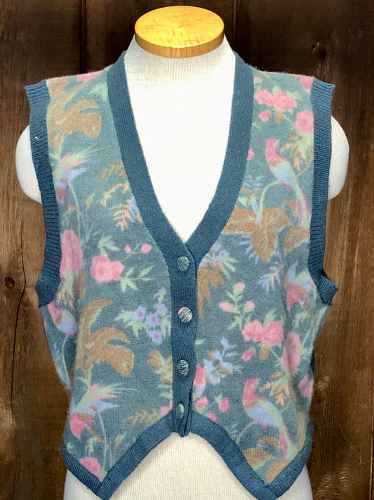 90s At Ease NOS Wool Pnk/Gray Sweater Vest     L