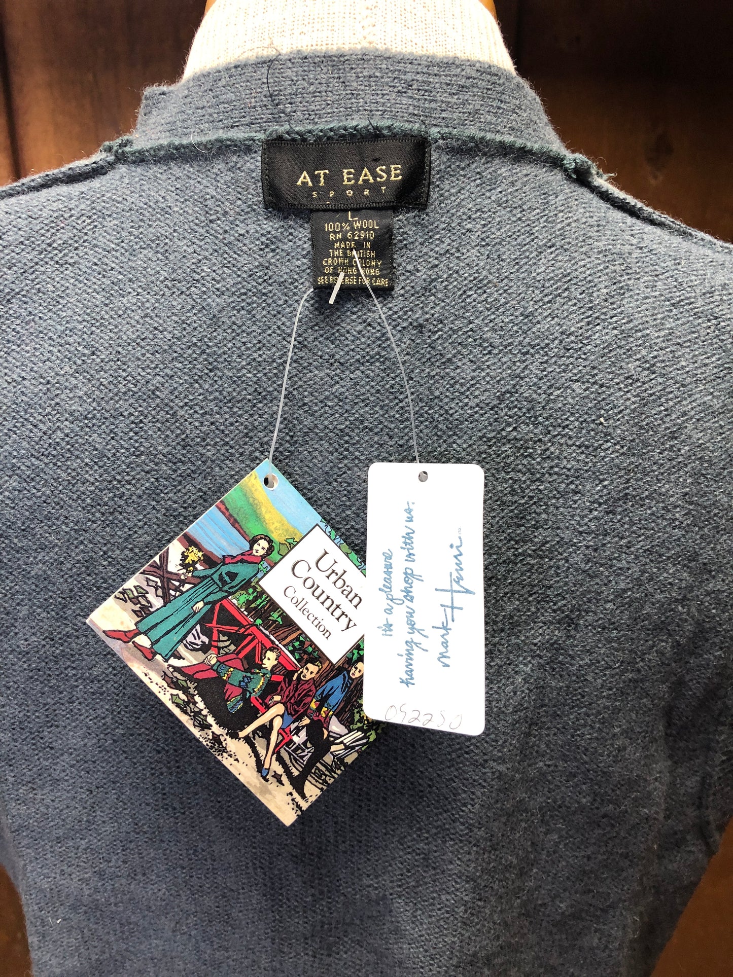 90s At Ease NOS Wool Pnk/Gray Sweater Vest     L