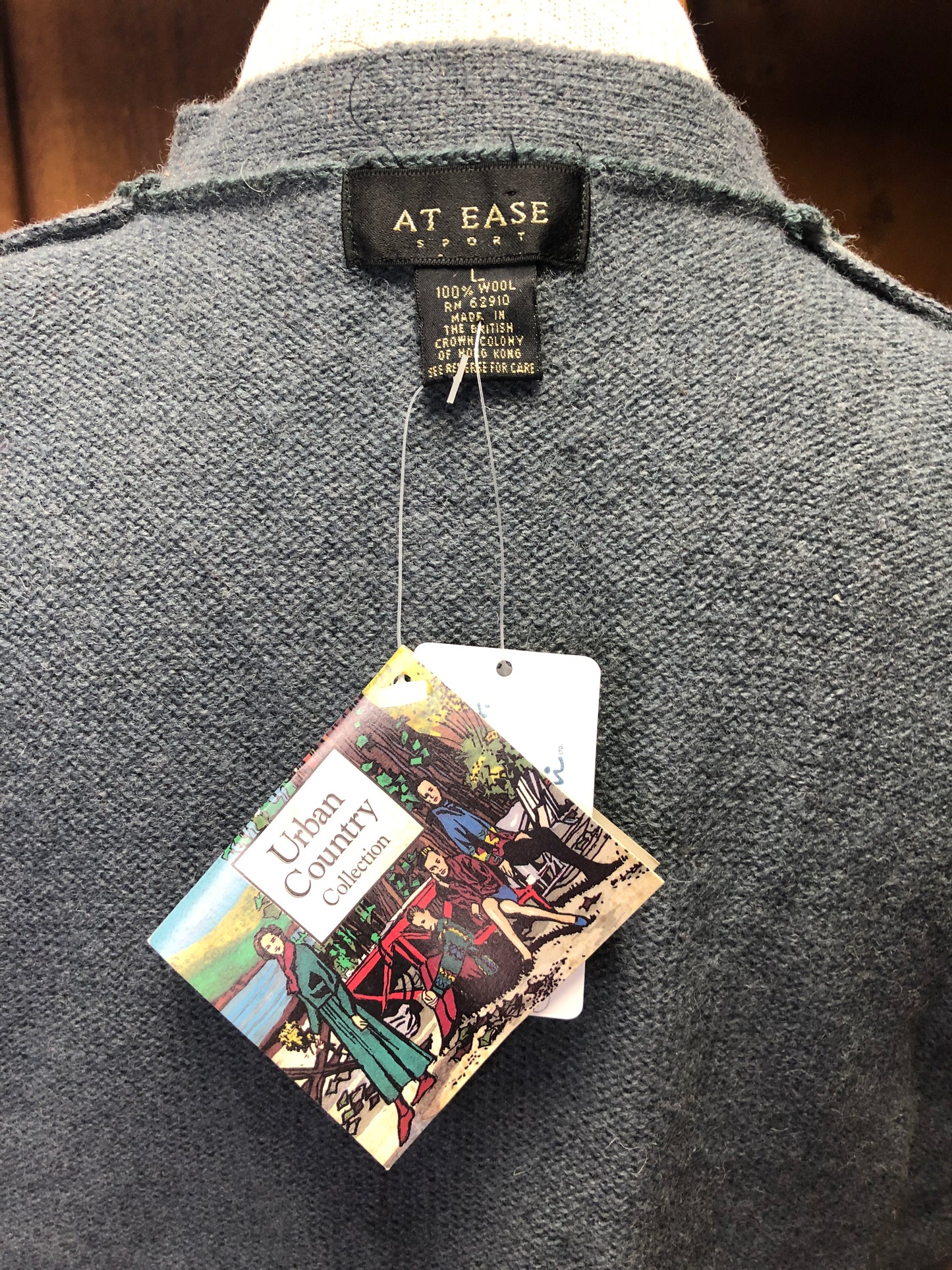 90s At Ease NOS Wool Pnk/Gray Sweater Vest     L